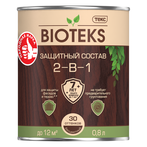 картинка Антисептик Биотекс орех 0,8Л от сети строительных магазинов в Старой Руссе