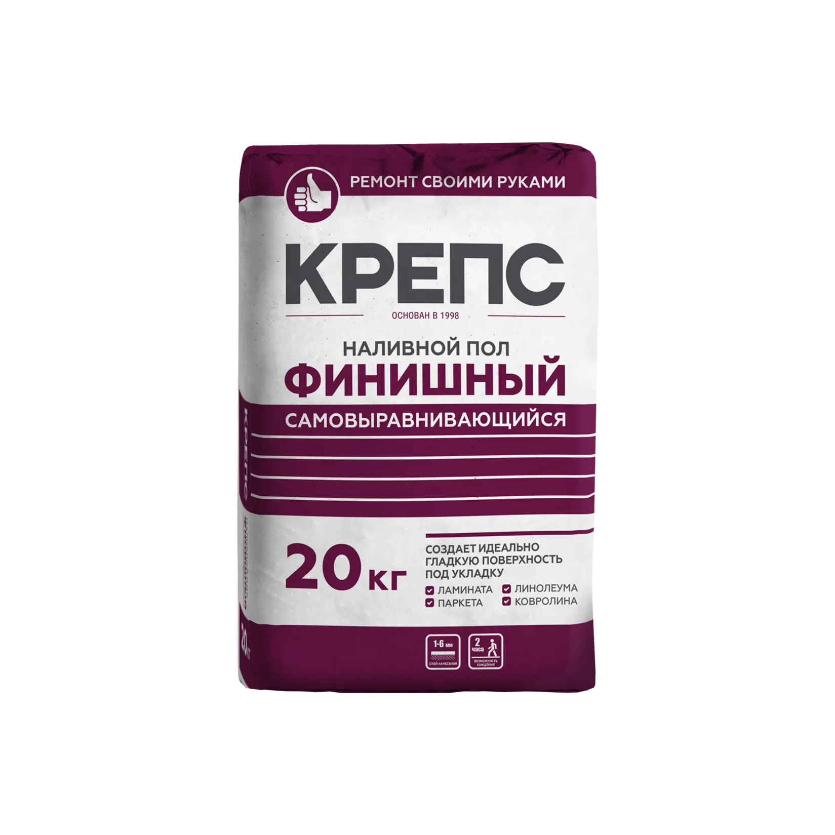 Наливной пол Крепс финишный самовырав 20 кг