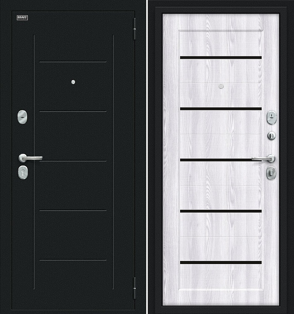 картинка Дверь металлическая Борн Riviera Ice/букле черное 860 левая от сети строительных магазинов в Старой Руссе
