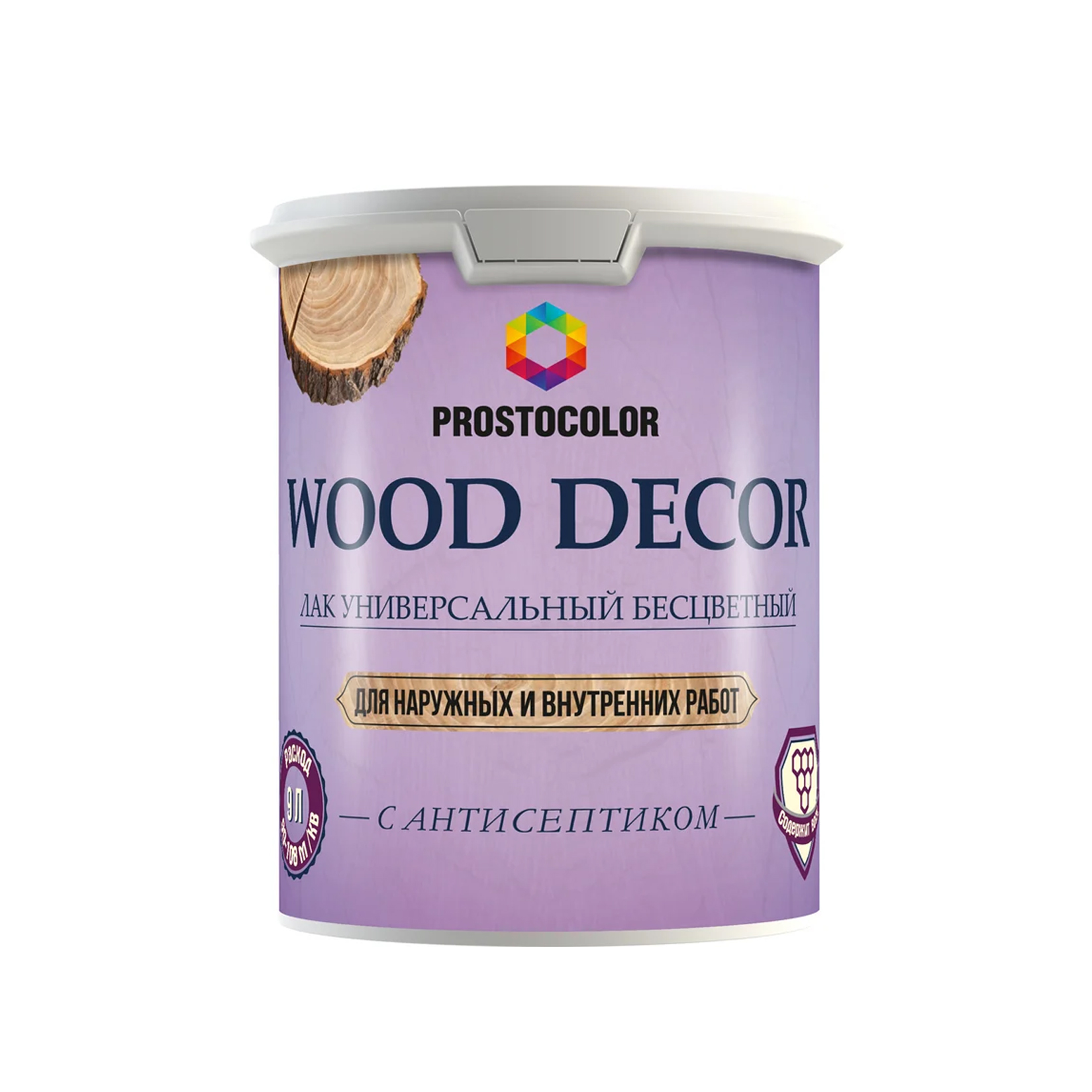 Лак для внутренних и наружнх работ PROSTOCOLOR WOOD DÉCOR с воском, глянцевый, 0,9 л0