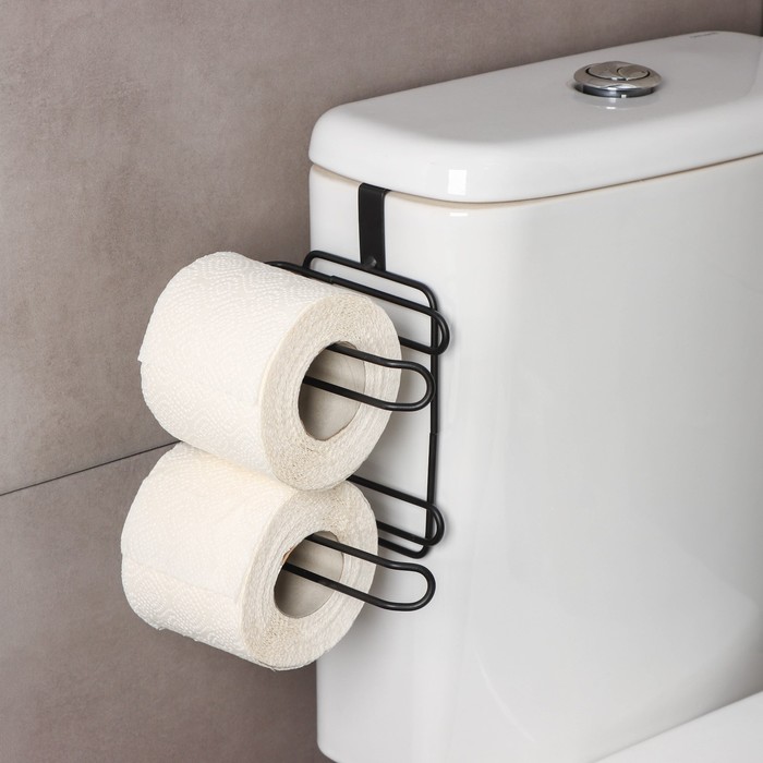 картинка Держатель для туалетной бумаги двойной Доляна 7607431 черный от сети строительных магазинов в Старой Руссе