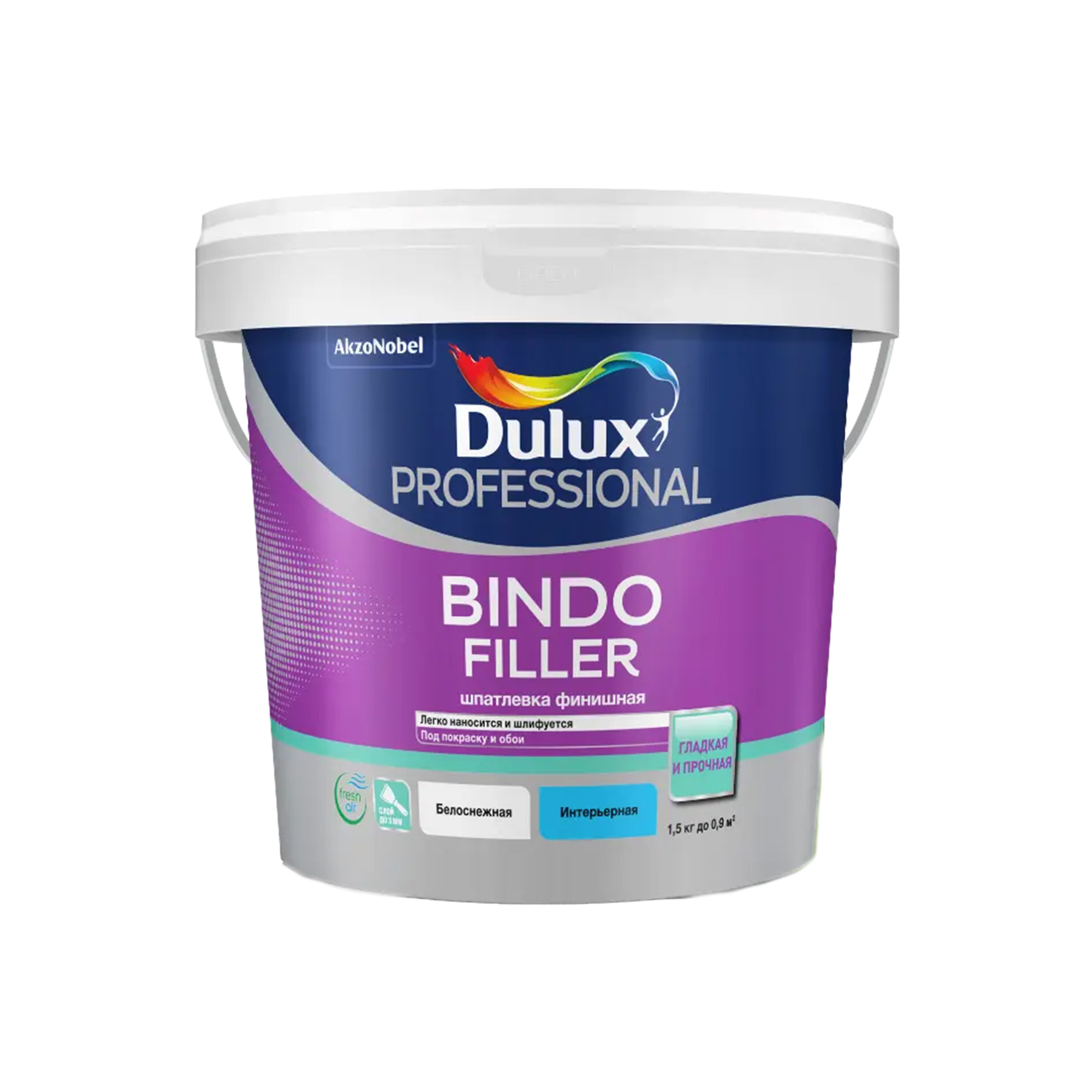 Шпатлевка финишная Dulux Bindo Filler под покраску и обои белая 0,9 л