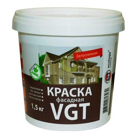картинка Краска фасадная белоснежная VGT ВД-АК-1180 1,5КГ от сети строительных магазинов в Старой Руссе