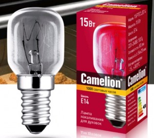 картинка Лампа накаливания для духовок Camelion (+300°) E14 15W 220V прозрачная 56x25 от сети строительных магазинов в Старой Руссе